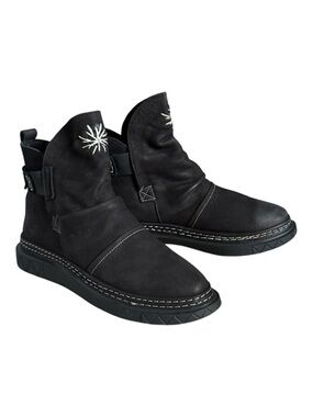 Bernie Mev Black Leather Slouch Ankle Boots Faux Fur NWOT EU 39 US 8 Comfort